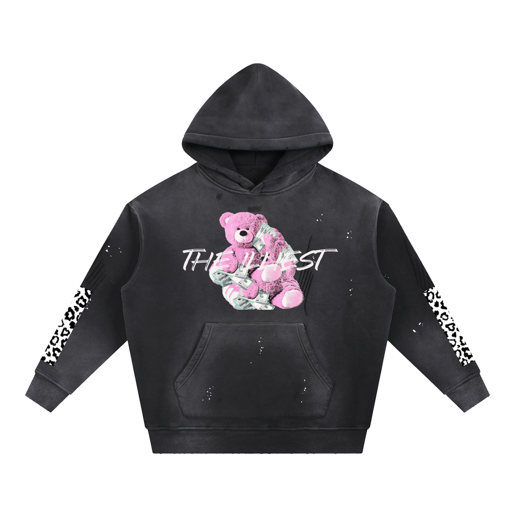 Vintage Washed Frayed Fleece Hoodie