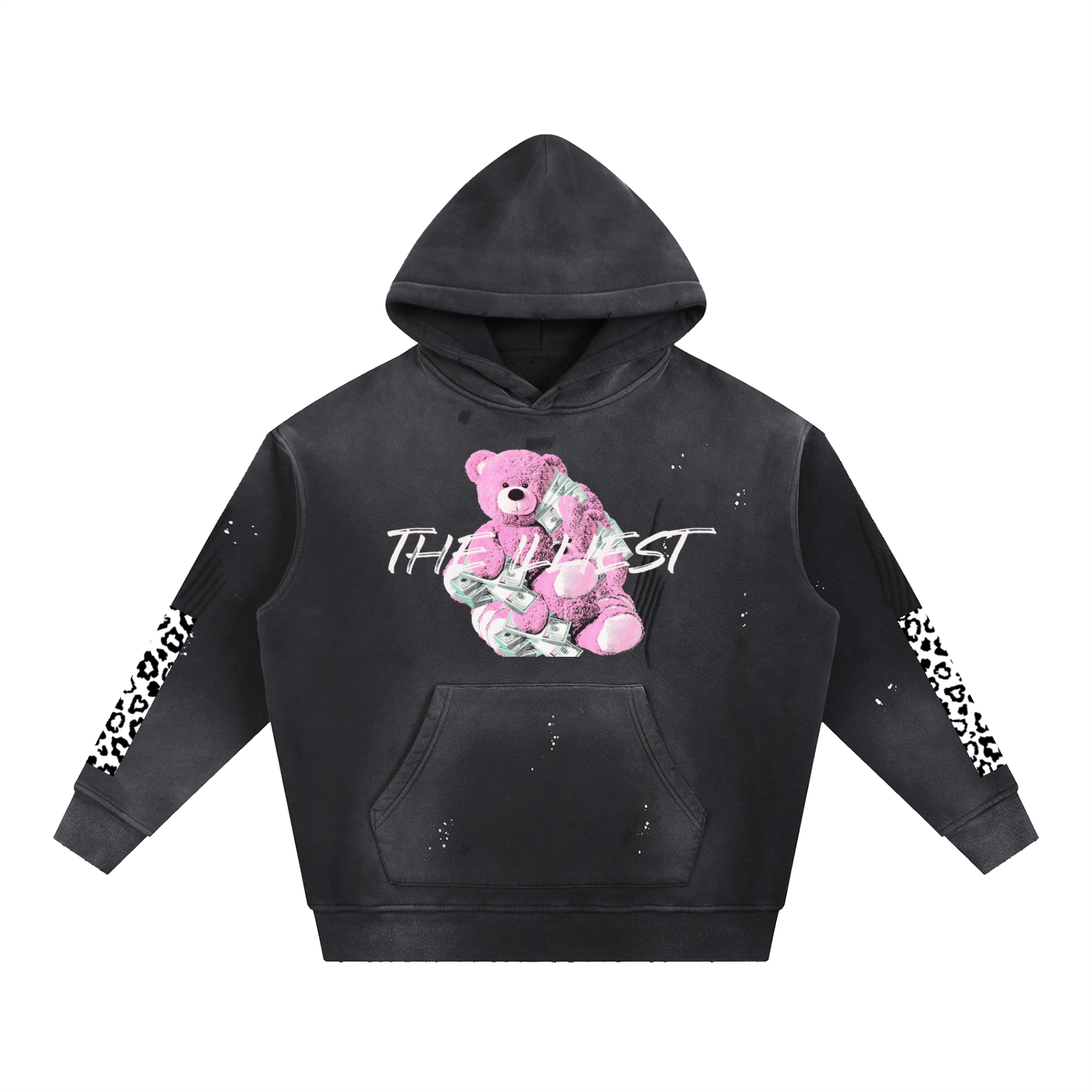 Vintage Washed Frayed Fleece Hoodie