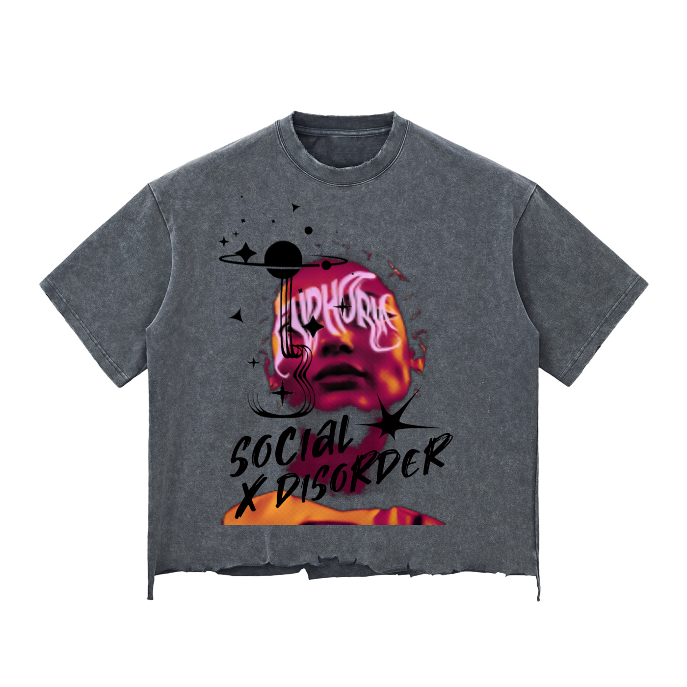 Snow Wash Raw-Hem Boxy T-shirt