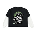 Layered Contrast Sleeve Cotton T-Shirt
