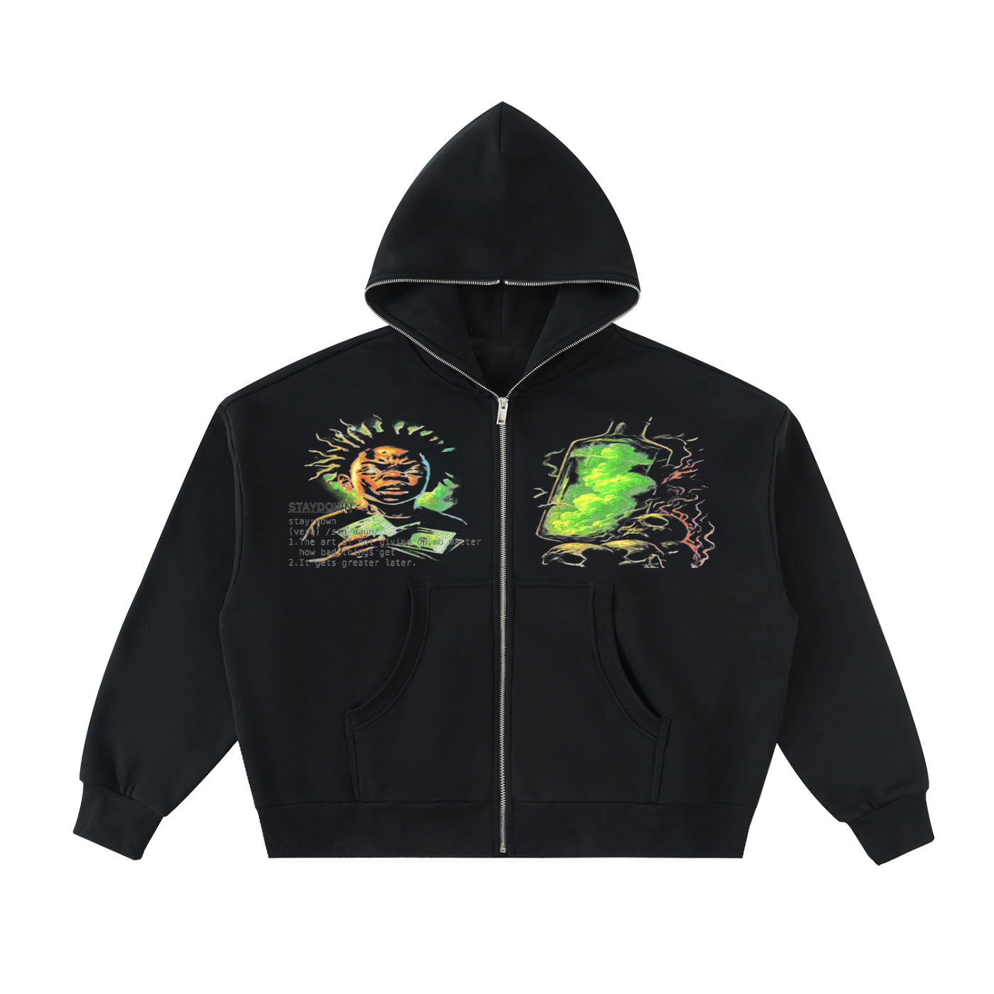 Fleeced Full-Zip Boxy Hoodie