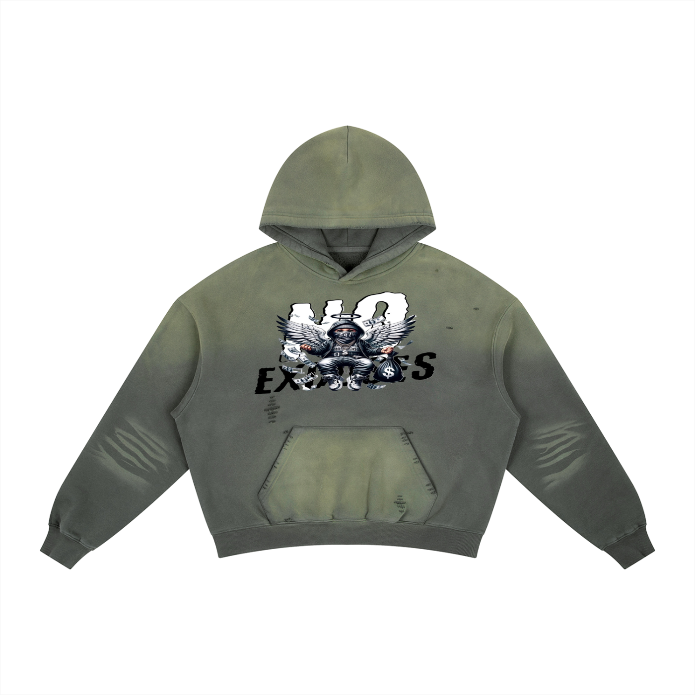 Frayed Sunfade Boxy Fleece Hoodie