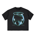Boxy Half-Sleeve Raw-Edge T-Shirt