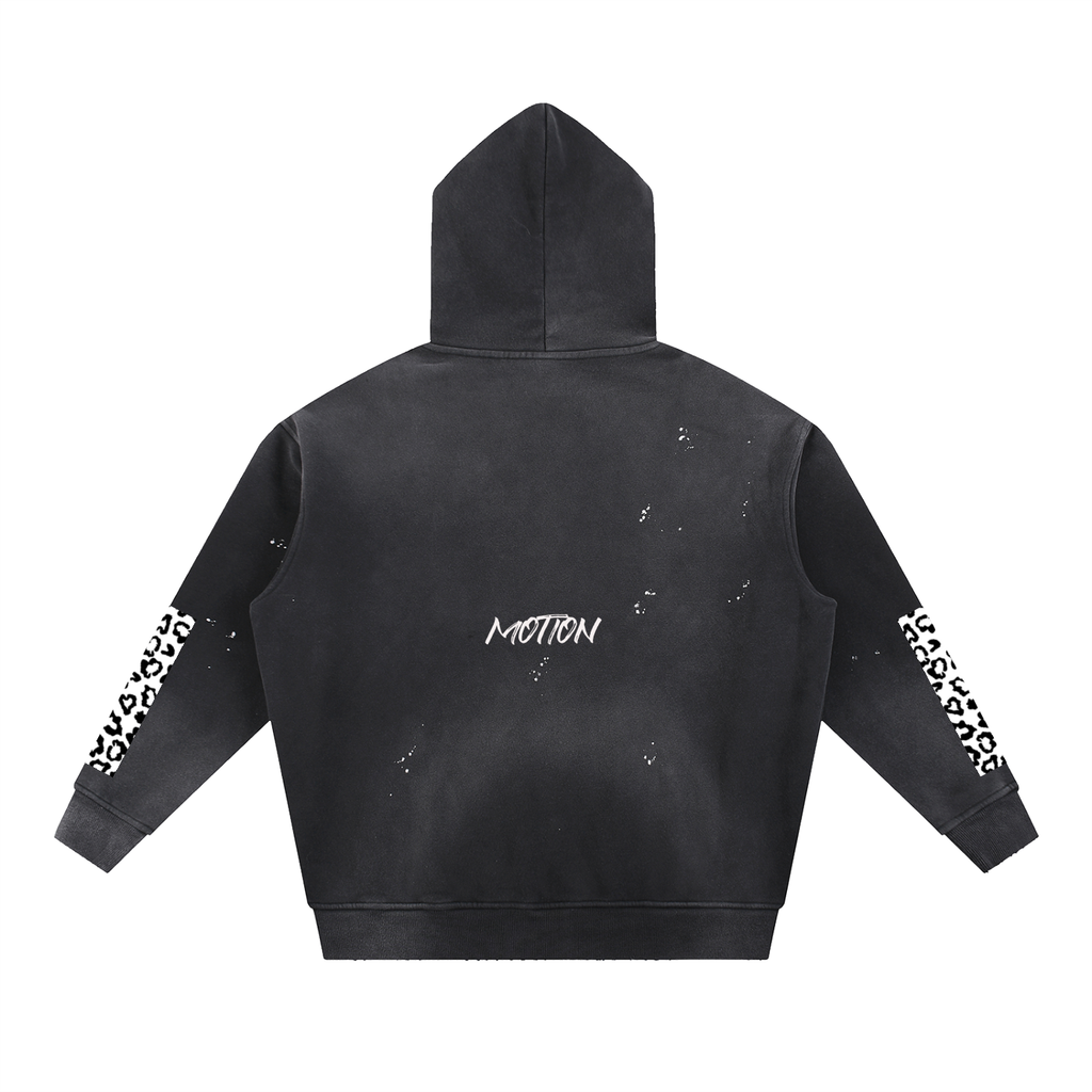 Vintage Washed Frayed Fleece Hoodie
