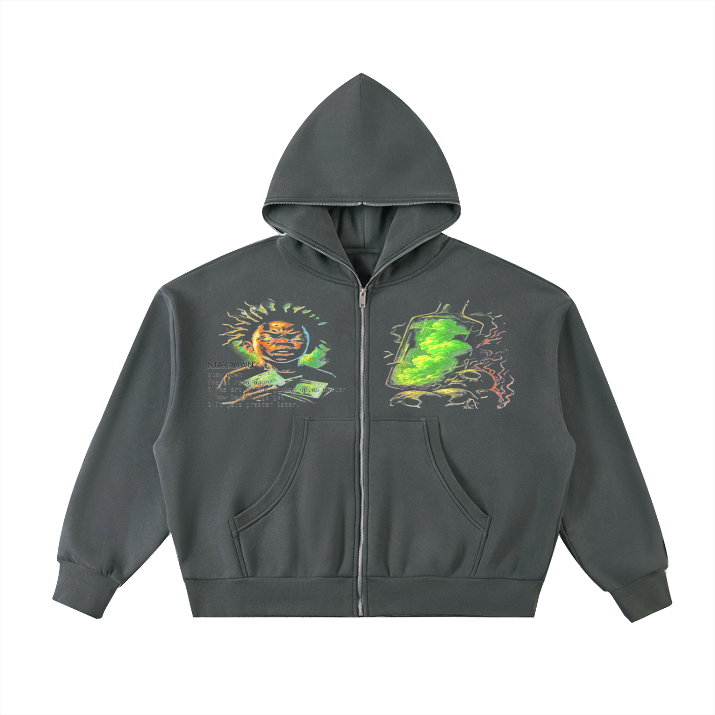 Fleeced Full-Zip Boxy Hoodie